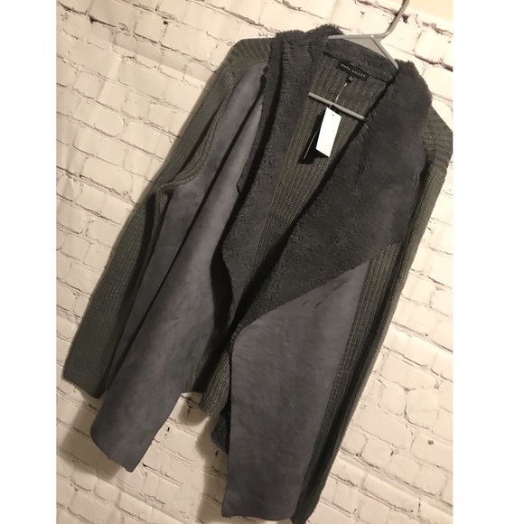 Sherpa draped soft and fuzz knit open front jacket - Picture 3 of 7